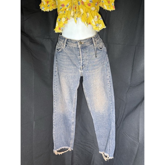 Free People Denim - Free People We The Free Maggie Mid-Rise Straight Leg Jeans - Back Alley Blue -28